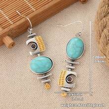 Pendientes colgantes de triángulo de turquesa vintage bohemio de cobre, adecuados para uso diario y fiestas, gran regalo para vacaciones - Dorado - Ver 7