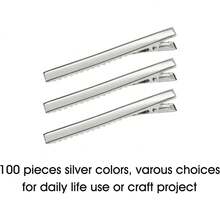Paquete de 100 pinzas para el pelo de 75 mm, grandes, lisas, planas, plateadas, cocodrilo, pinzas para el pelo, horquillas, peluquería, sección, rizos, pasadores, accesorios para manualidades para mujeres y niñas - 1 - Ver 3