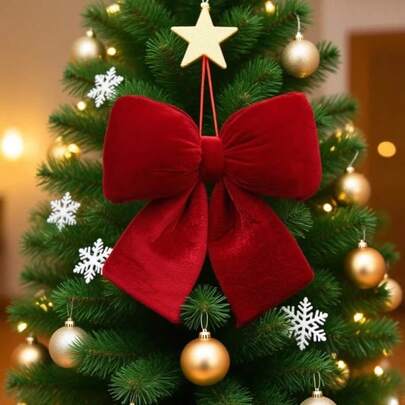 Decoración de lazo rojo - Decoraciones para Navidad, Año Nuevo, Festival de Primavera y bodas; Adornos para el árbol de Navidad y regalos festivos