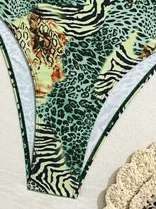 2026新款女士性感连体泳衣，纯色细肩带侧系带设计，适合夏季海滩度假。 - 綠色 - 查看 5