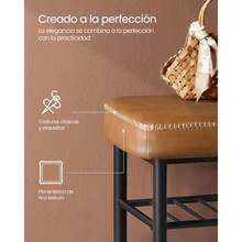 VASAGLE Banco Zapatero Banco de Alenaje de Entrada Carga 135 kg 30 x 80 x 50 cm Marrón Caramelo MLSB054KN01 - Marrn Caramelo - Ver 5