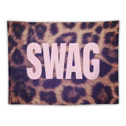 Leopard Print Pink SWAG Slogan Wall Tapestry, Y2K Street Style Wall Hanging For Bedroom Dorm, Perfect Gift For Teens & Streetwear Lovers