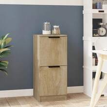 vidaXL Sideboard, Chest Of Drawers, Dresser, Cabinet, Sideboard, Multi-Purpose Cabinet, Freestanding Cabinet, Hallway Cabinet, Light Oak, Khaki, 30x30x70cm, Engineered Wood - 橡木淺卡其 - 查看 8