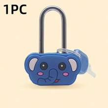 10个可爱卡通动物迷你挂锁（青蛙/熊/猪/象/狗），硅胶套和防锈金属锁芯，适用于行李箱、抽屉、日记本和储物柜。 - 長梁鎖 - 查看 13