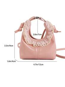 Girls' Autumn/Winter Fashion Crossbody Bag, Cute Princess Handbag, Korean Style Shoulder Bag For Outdoor - Pink - View 5