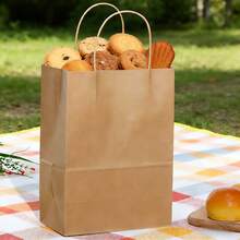 1/10/20 chiếc - Túi giấy Kraft, Túi tote giấy Kraft, Túi đóng gói mang đi dày dặn, Túi đựng bánh ngọt, bánh mì, thực phẩm - Nhiều màu - Xem 5