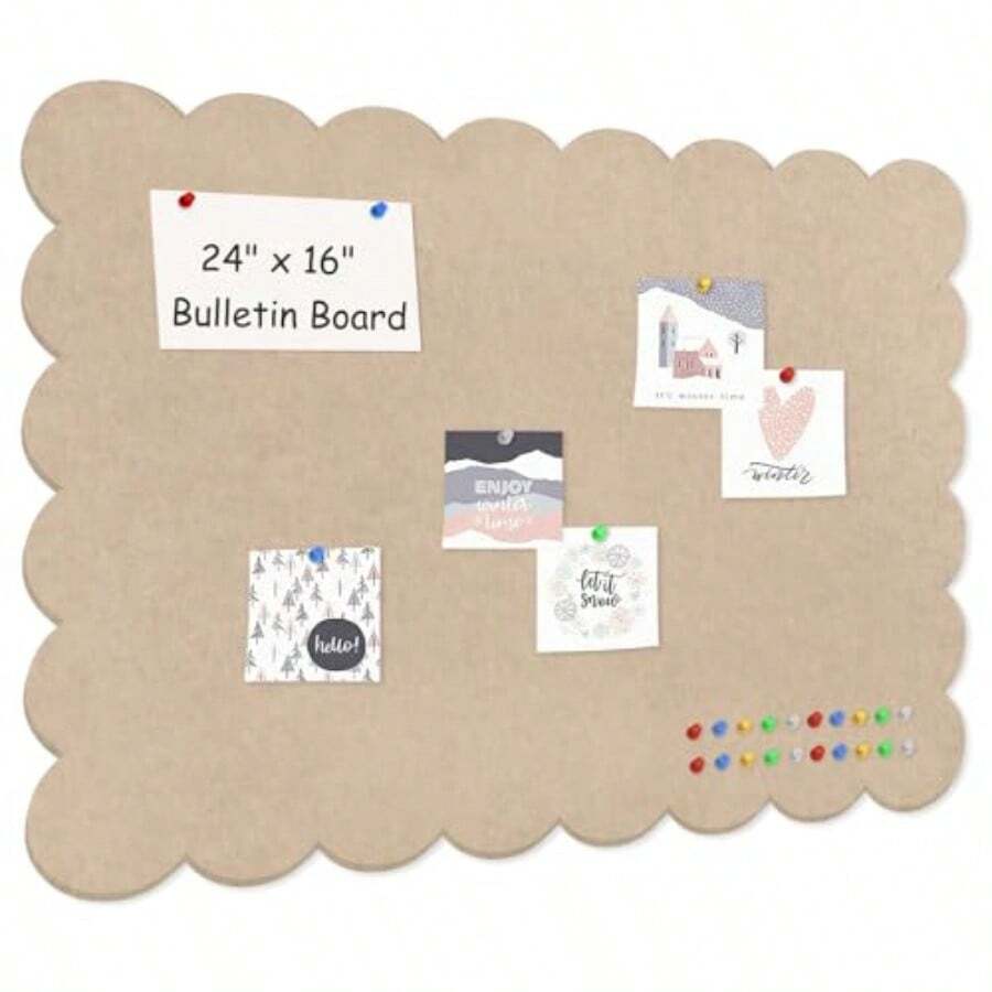 Foldable Decorative Scalloped Felt Bulletin Board 24 16 Inches For Wall Alternative Photo Board Self-Adhesive Vision Board Decorative Pin Board For Wall Dark Camel - Dark Camel - View 1