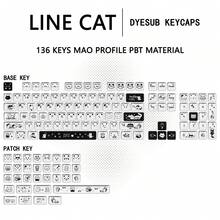 Cute Cat Outline Keycaps, PBT Material, High-Quality DIY Sublimation Fit For 60-108 Keys Mechanical Keyboard, Suitable For Girls - View 7