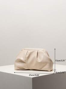 Women's Pleated Design Clutch Bag, Suitable For Evening Party, Gala, Wedding, Elegant Ladies Wallet Gift - Apricot - View 8