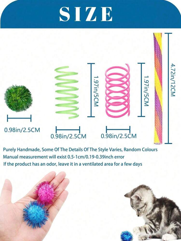 16pcs Colorful Cat Spring Toys And Cat Tunnel Interactive Toy Set, Suitable For Indoor Cats, Fun Flexible Plastic Spiral Cat Toys, Cats Can Bat, Bite, Hunt (Random Colors) - View 2