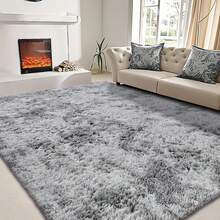 Rectangular Shaggy Rugs Living Room, Grey Large Rugs For Living Room, Soft And Fluffy Area Rugs For Bedroom, Durable And Easy To Clean Modern Home Decor, Atmosphere High End Decorative Carpet. - Tie-dye Light Gray - View 3