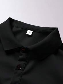 男士素色短袖休閒通勤 Polo 衫 男士針織翻領短袖 T-shirt 復古運動風 - 彩色 - 查看 6