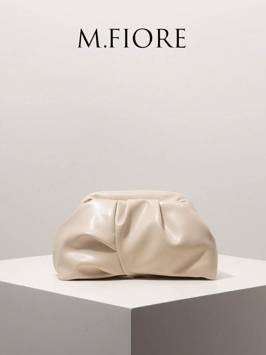 Borsa clutch da donna, design arricciato, adatta per serate di gala, abiti da festa, ballo, matrimonio, elegante portafoglio da donna, motivo casuale - Albicocca - Visualizzare 1