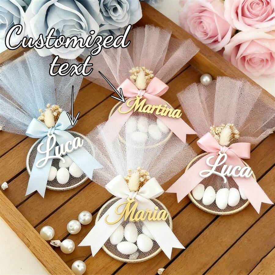 10/20 Stück Silber/Gold Spiegel Taufe Gastgeschenk Etiketten mit Bändern, Platzkarten, Taufe Souvenirs, personalisierte Hochzeitsgast Namensschilder, sportlich, personalisiertes Geschenk, einzigartiges Geschenk - Verschiedenfarbig - Übersicht 1