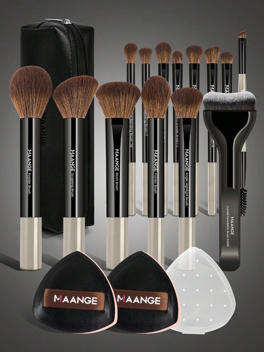 MAANGE Bộ cọ trang điểm chuyên nghiệp 1/7/8/13/14/19 món, bao gồm cọ phấn phủ, cọ má hồng, cọ highlight, cọ tạo khối, cọ phấn mắt, cọ che khuyết điểm, kèm túi đựng mỹ phẩm, lý tưởng cho du lịch, bộ dụng cụ trang điểm hoàn hảo.