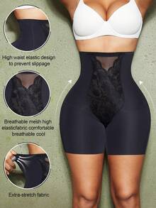 1pc Women Shapewear Shorts, Tummy Control, Butt Lifting, Waist Cincher Underwear - Black - View 6