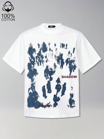 Tiny Spark Camiseta blanca de hombre con estampado gráfico de silueta vintage, moda callejera