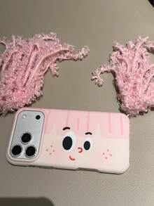 可爱粉色卷发女孩图案软硅胶保护壳，适用于苹果17/17 Pro Max/16/16 Pro/15/13手机，带挂绳。 - 粉色 - 查看 4