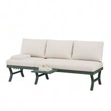 Garden Furniture Set, Outdoor Sofa, 3-Seater Sofa, With Adjustable Reclining Function (5 Positions, Up To 55°), With Table, Galvanized Steel Tubing, Includes A Table (Position Can Be Changed), Green - Green - View 6