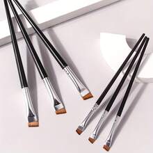 6pcs Ultra-Thin Precision Makeup Brush Set, Including Straight Eyeliner Brush And Angled Eyebrow Brush, Professional Detail Brushes For Precise Lower Lash And Eyebrow Shaping, Soft Synthetic Bristles And Ergonomic Handles, Compact And Portable, Ideal Makeup Tool Set For Women And Girls For Daily Makeup, Travel And Touch-Ups - Multicolor - View 9