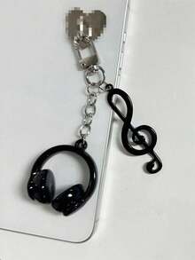1 pieza Llavero con forma de auriculares de música de estilo INS unisex, accesorio creativo de nota musical en miniatura, llavero personalizado para teléfono/bolso/coche, regalo para amantes de la música, regalos para madre, padre, graduación y maestro - Multicolor - Ver 3