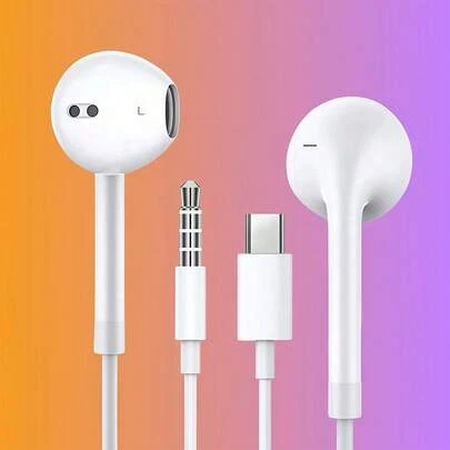 USB-C 耳机，入耳式有线 C 型耳机，带麦克风、音量控制、低音立体声、降噪的 Type-C 耳机，兼容三星 Galaxy S25 S24 S23 S22 S21 S20 A53 A54，兼容 17/16 Plus/16 Pro/16 Pro Max/15 系列，车载音响。