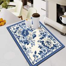 Retro Blue Dining Table/Bar Heat Insulation Mat, Kitchen Countertop Draining Pad, Quick Drying Coffee Machine Mat, Rubber Bottom Anti-Slip Absorbent Easy To Clean - Gold - View 12