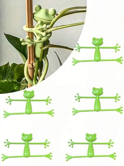 5pcs/Set Creative Frog Plant Stand, Funny Green Frog Plant Support Rack, Frog Plant Holder, Frog Plant Support, Vine Vertical Climbing Assist Clip, Suitable For Gardening/Potted Plants/Plant Decor/Garden Stand