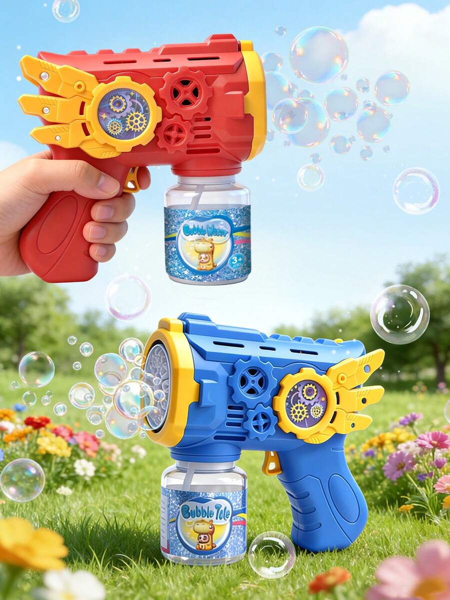 NEUSNEY Đồ chơi súng bắn bong bóng điện tử có hiệu ứng ánh sáng, thổi bong bóng bằng một nút bấm, trò chơi ngoài trời thông minh, quà tặng lý tưởng, không bao gồm pin hoặc dung dịch tạo bong bóng.