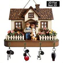 Bohemian Style Vintage Wooden Key Holder With Shelf - Easy To Install Space-Saving Wall-Mounted Storage Rack, Suitable For Hanging Keys, Coats And Other Items In Entryway, Kitchen, Office And More - Multicolor - View 14