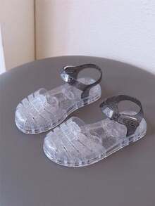 Kids Jelly Sandals For Girls, Casual Beach Holiday Slippers, Shiny Crystal Princess Shoes For Summer - Clear - View 1