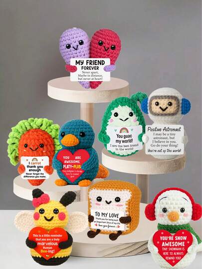 1pc Handmade Crocheted Desktop Decor, Whimsical Sci-Fi Animal & Plant Plush Doll, Cute Design As Birthday Gift For Best Friend, Girlfriend, Sister, Mom, Grandma, Coworker, Family, Positive Vibes, Party, Mother's Day, Father's Day, Thanksgiving, Room Decoration, Small Gift, Souvenir