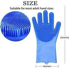 Louis Donné Reusable Silicone Dishwashing Glove, Heat Resistant Kitchen Glove, Silicone Massaging Dishwashing Gloves For Dogs And Cats Care And Pet Grooming Household Kitchen Gloves - / - View 5