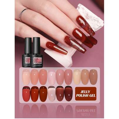  COSCELIA 1PC 果冻凝胶指甲油 半透明 UV LED 固化指甲凝胶 持久 DIY 美甲设计 居家美甲 美甲爱好者礼物