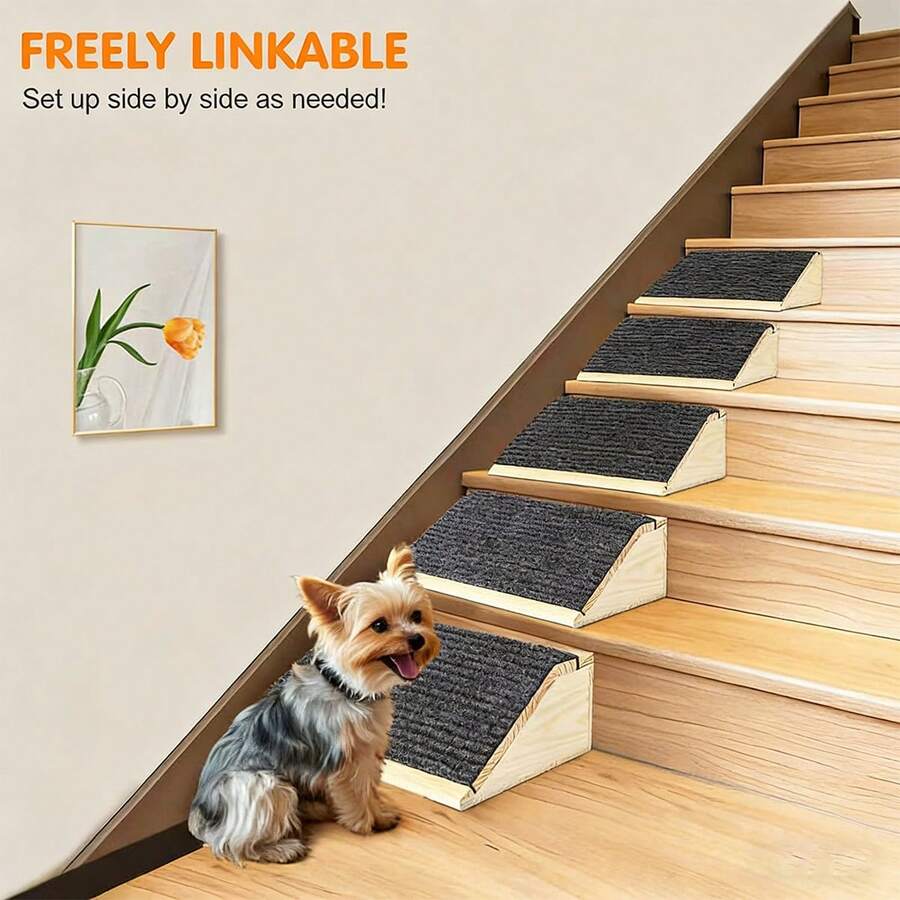 2pcs Wooden Ramp (Suitable For Small Dogs & Cats), Low Angle Pet Ramp, Pet Specific Stairs, Wooden Pet Step