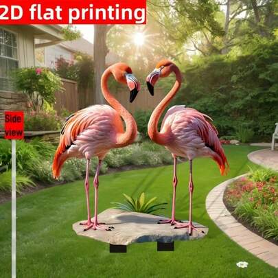 1 chiếc trang trí sân vườn hình chim hồng hạc in phẳng 2D bằng acrylic, hàng mới về