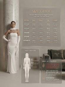 女士长裙 - 优雅无肩带礼服，薄纱透视连衣裙，简约晚礼服，适合正式晚宴和鸡尾酒会 - 白色 - 查看 8