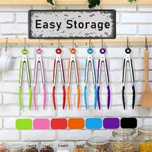 Bộ 2 kẹp nhà bếp, dài 20cm, bằng thép không gỉ với tay cầm bằng silicon và đầu bằng nylon, chống trượt, thích hợp cho vỉ nướng, nồi chiên không dầu, chảo chống dính, làm salad, phục vụ ăn uống và dọn dẹp bàn ăn, có thể dùng làm quà tặng Giáng sinh và Halloween. - Nhiều màu - Xem 7