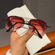 Rhinestone Aviator Women Fashion Glasses Fashion Retro Style Shades For Driving Summer Beach - Multicolor - View 8