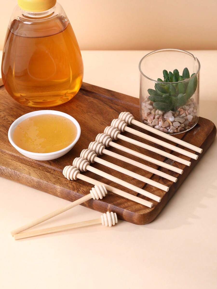 Bộ 10/9/6 que gỗ khuấy mật ong, que khuấy mứt, dụng cụ nhà bếp nhỏ bằng gỗ để trộn và múc mật ong. - Xem 1