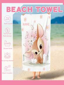 1PC Customized Name Sika Deer Beach Towel, Personalized Beach Towel, Custom Name Bath Towel, Outdoor Birthday Vacation Gift, Pool Party Towel, Vacation Gift, Multifunctional, Reusable, Suitable For Living Rooms, Bedrooms, Schools, Offices, Tea Rooms, Families, Valentine's Day, Mother's Day, Anniversaries And Other Occasions, 100% Polyester - Multicolor - View 6