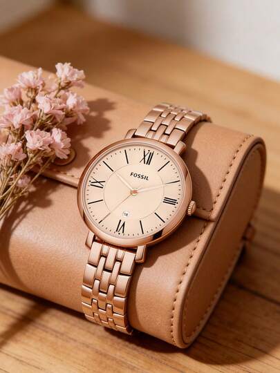 Fossil Đồng hồ thạch anh ba kim bằng thép không gỉ dành cho nữ Vỏ thép không gỉ/Mặt kính gương ES3434/ES3435/ES3545