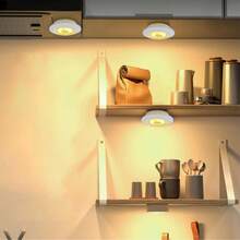 1/3/6pcs Wireless Motion Sensor LED Lights, Smart Wireless COB LED Lights, Motion Sensor Cabinet Lighting, Plastic Lampshade, Battery Powered, With Remote Controller, Suitable For Wardrobe, Stairs, Kitchen (Batteries Not Included) - White - View 6