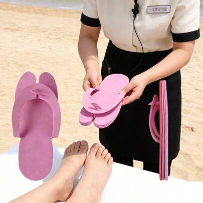 20 Pairs Disposable Foldable Flip Flops, Portable EVA Slippers Suitable For Nail Salons, Pedicures, Beaches, Hotels, Travels, Non-Slip One-Time Use Sandals For Men And Women