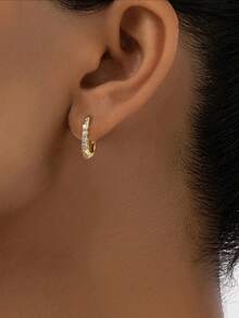 Đôi bông tai Moissanite đính đá 0.03CT bằng bạc Sterling (S925) - Món quà thanh lịch và sang trọng dành cho lễ đính hôn, đám cưới, bạn thân, sinh nhật và kỷ niệm. Trang sức cô dâu. - Vàng - Xem 3