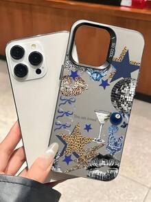Blue & Gold Leopard Print Disco Retro Collage TPU Phone Case For IPhone 17 Pro Max/17 Pro/16 Pro Max/16 Pro/16/15 Pro Max/15 Pro/15/14 Pro Max/14/13 Pro Max/13 Pro/13/12 Pro Max/12 Pro/12/11 Multi-Camera Version, Leopard Disco Ball Billiard Red Lips, Dust-Proof, Waterproof, Shock-Proof, Anti-Fall Soft Shell - Multicolor - View 4