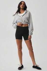 Alo Yoga Alo Sweet Escape Zip Up Hoodie Designed For A Cropped Fit Women's Athletic Heather Grey W3859r - 灰色 - 查看 6