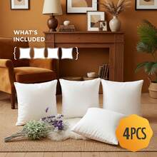 Cushion Insert, Available In Packs Of 1/2/4, Lightweight Down Alternative Polyester Pillow, Sofa Cushion, Pillowcase Filling, Machine Washable. (White, 12*20in; 18in; 20in; 22in) - 4pcs - 查看 8