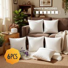 Premium White Polyester Down Alternative Cushion Inserts – Machine Washable Lightweight Pillow Inserts Available In 1/2/4/6/8 Packs, Multiple Sizes 12*20in 18in 20in 22in For Sofa Couch Pillowcase Filling - 6Pcs - 查看 9