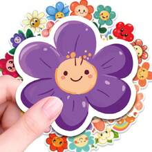 50 PIEZAS Pegatinas de flores lindas, pegatinas de vinilo estéticas y resistentes al agua para botellas de agua, portátiles, fundas de teléfono, monopatines, diarios, álbumes de recortes, papelería, pegatinas florales decorativas para manualidades DIY, envoltorios de regalo, recuerdos de fiesta, pegatinas con tema de plantas para personalizar artículos diarios, suministros de scrapbooking - 1 Set - Ver 4